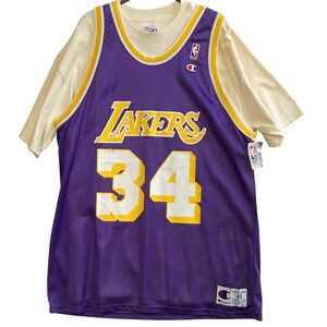Shaquille O'Neal Lakers Jersey Champion Vintage NBA Purple 34 Mens 48 XL NWT
